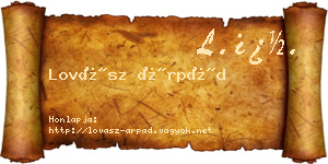 Lovász Árpád névjegykártya